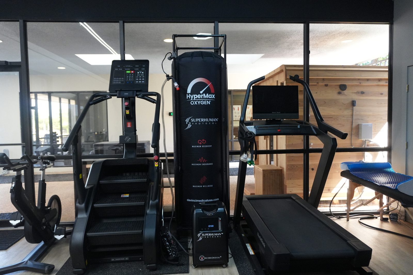 The HyperMax oxygen station on the training floor at WLF Club