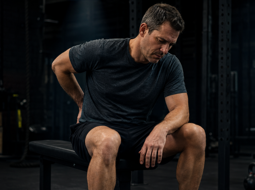 Man with recurring back pain learning the root cause cycle — WLF Club Fort Worth movement assessment